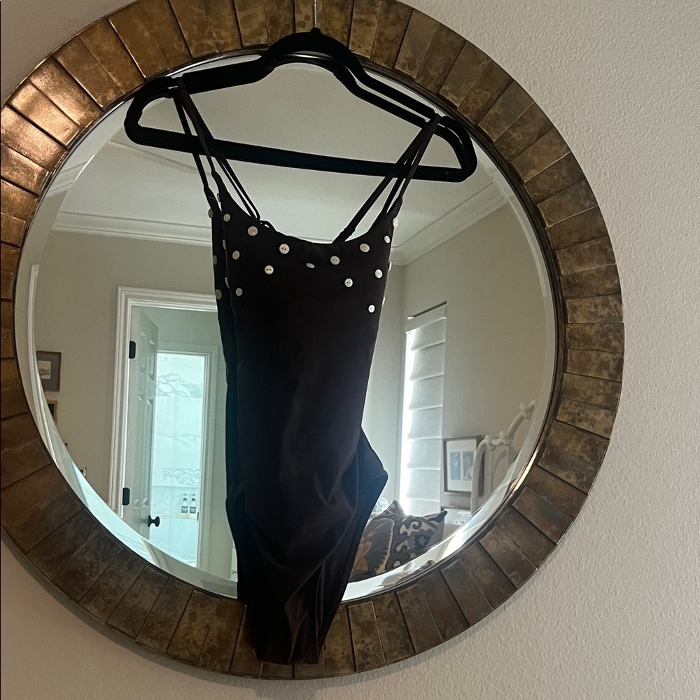 J. Crew Chocolate Brown One Piece Swimsuit with Cream Button Accents
